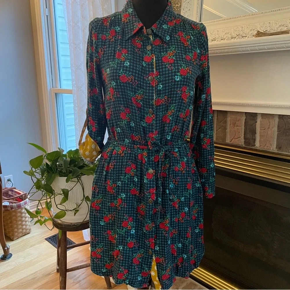 Matilda Jane Choose Your Own Path Fa La La Button Down Dress Size Small